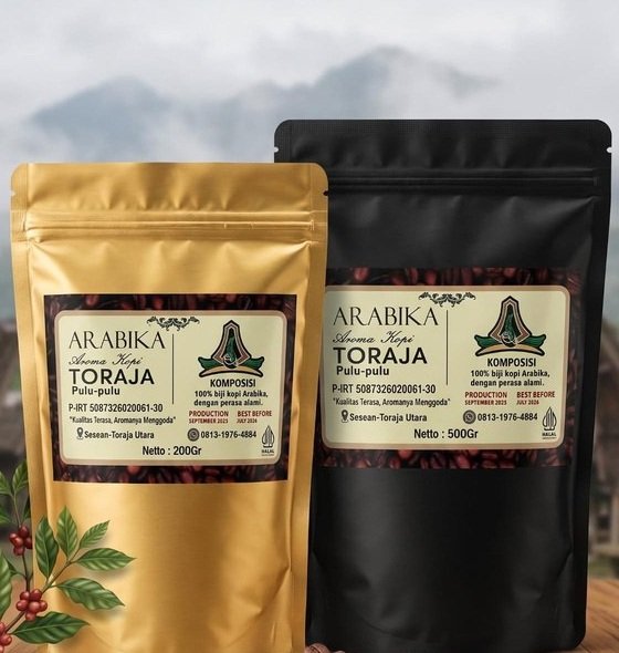 Arabica Toraja coffee packaging